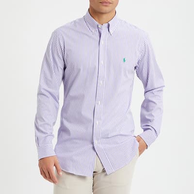 Lilac Poplin Stripe Stretch Cotton Blend Shirt
