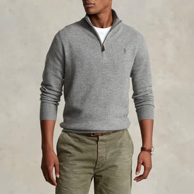 Grey Half Zip Wool Jumper