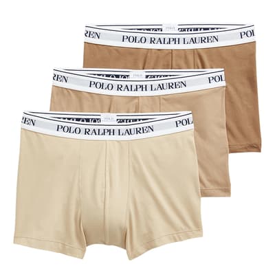 Stone/Nude/Tan 3 Pack Cotton Blend Stretch Boxers
