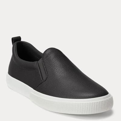 Black Haddley Tumbled Leather Trainers