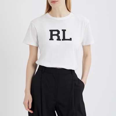 White RL Logo Cotton T-Shirt