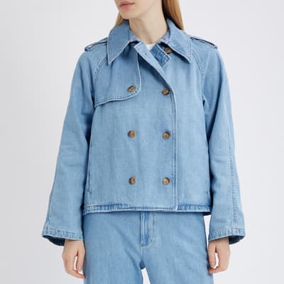 Blue Denim Cotton Trench Jacket