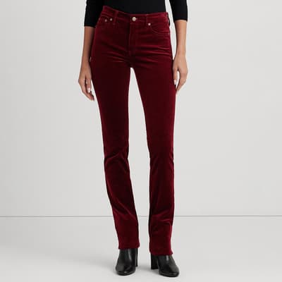 Dark Red Cord Straight Stretch Trousers