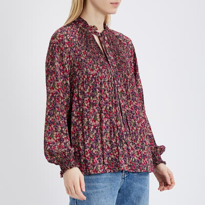 Floral Print Pleated Georgette Blouse
