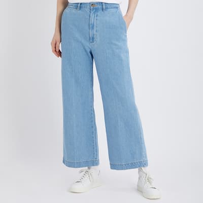 Blue Wide Cropped Jeans