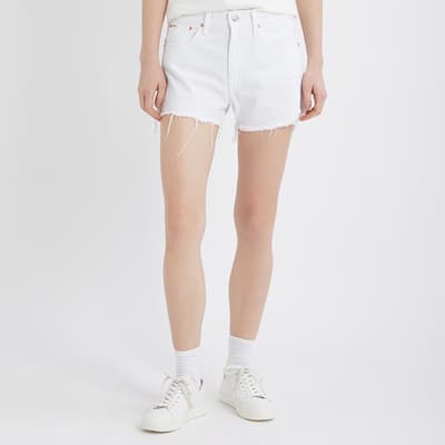 White Rigid Distressed Denim Shorts