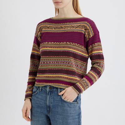 Pink Geo Print Linen Blend Jumper