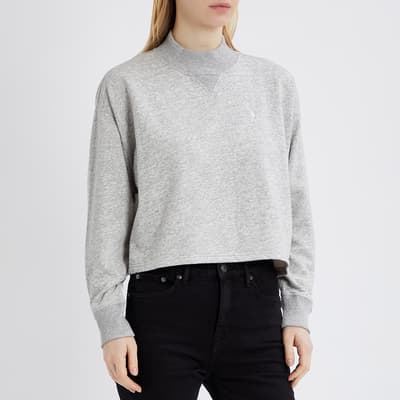 Grey Mockneck Cotton Blend Sweatshirt