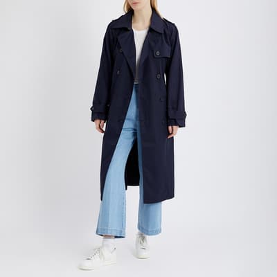 Navy Double-Breasted Trench Coat