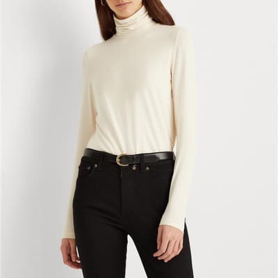 Cream Roll Neck Fitted Top