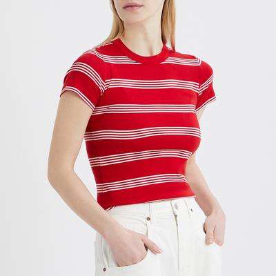 Red Striped Cotton T-Shirt