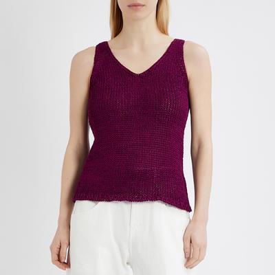 Purple Cotton Blend Tank Top