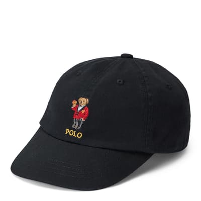 Younger Boy's Black Embroidered Cotton Cap
