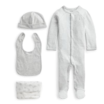 Baby Boy's Grey 4 Piece Cotton Baby Set