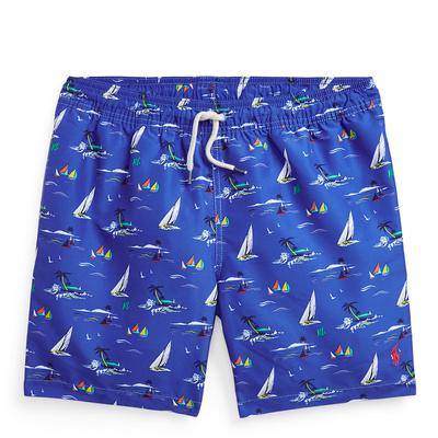 Older Boy's Blue All Over Print Swimming Trunks