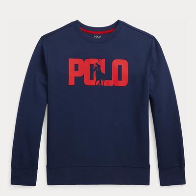 Older Boy's Navy Printed Logo Cotton Blend Sweatshirt