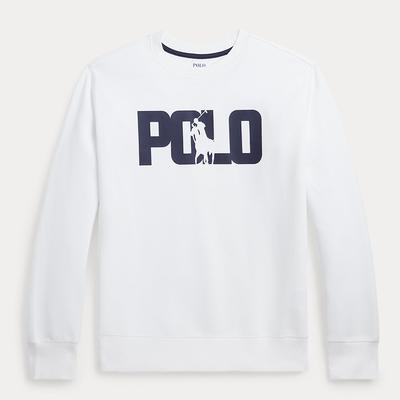 Older Boy's White Printed Logo Cotton Blend Sweatshirt