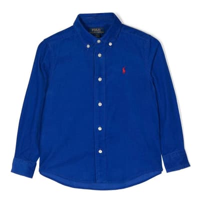Younger Boy's Royal Blue Finewale Cord Cotton Shirt