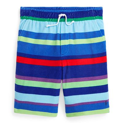 Older Boy's Blue Striped Cotton Blend Shorts