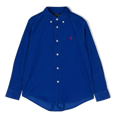 Older Boy's Royal Blue Finewale Cord Cotton Shirt