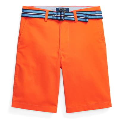 Older Boy's Orange Bedford Twill Cotton Blend Shorts