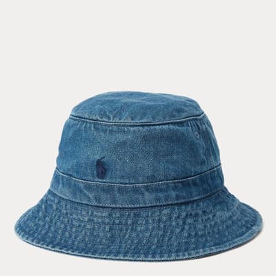 Older Boy's Blue Denim Cotton Bucket Hat