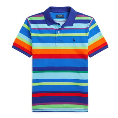 Older Boy's Blue Striped Cotton Polo Shirt