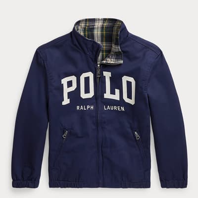 Younger Boy's Navy Reversible Cotton Zipped Jacket