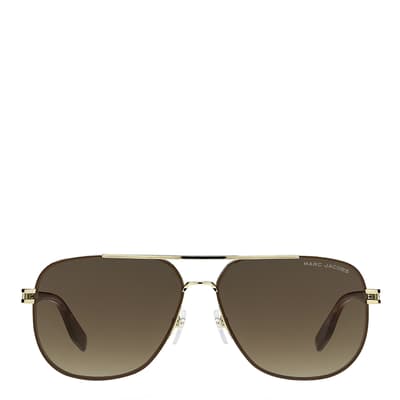 Gold Brown Rectangular  Sunglasses Frames