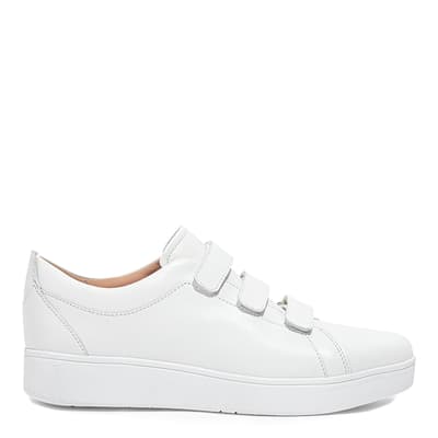 Urban White Rally Quick Stick Fastening Leather Trainers