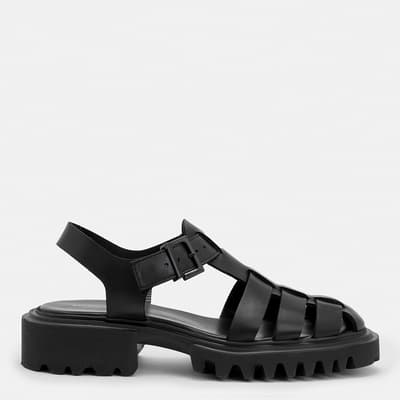 Black Nessie Leather Sandals