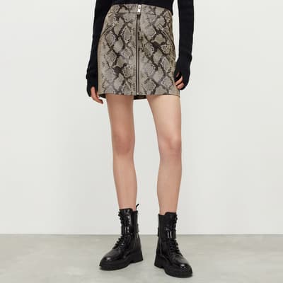 Black Piper Snake Leather Skirt