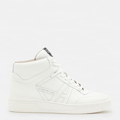 White Pro High Top Leather Trainers