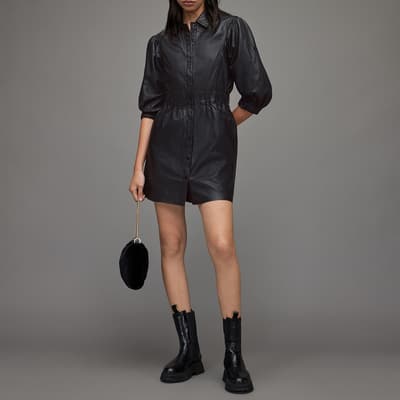 Black Osa Short Leather Dress