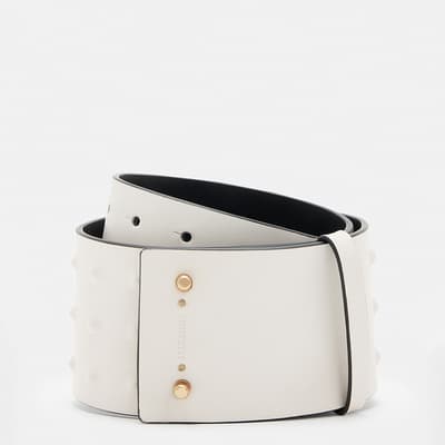 White Brass Lara Stud Leather Belt