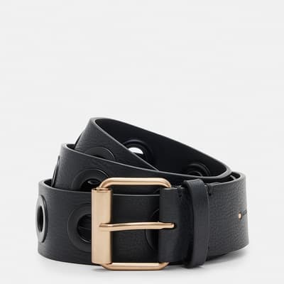 Black Dani Matte Leather Belt