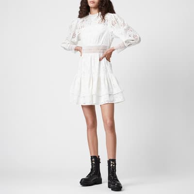 White Annasia Broderie Mini Dress