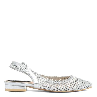 Silver Flat Sling Back