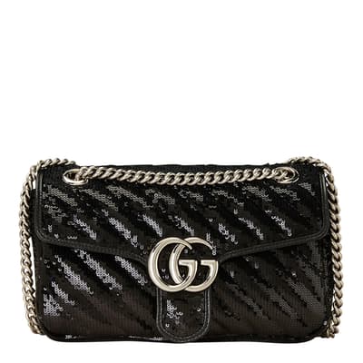 Gucci Black GG Marmont Sequin Cross Bag
