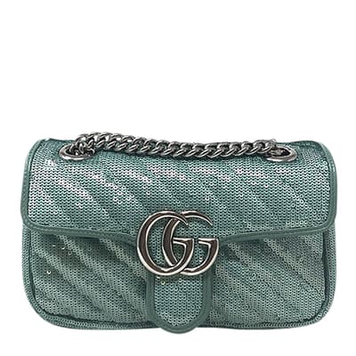 Gucci GG Marmont Mini Sequin Shoulder Bag In Blue