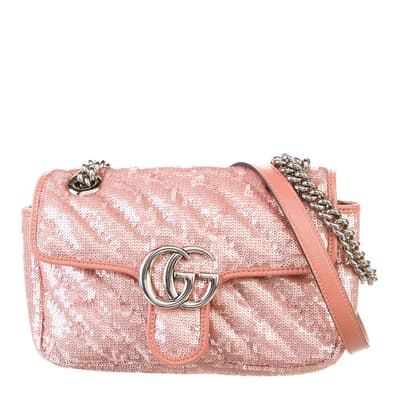 Gucci GG Marmont Mini Sequin Shoulder Bag In Pink