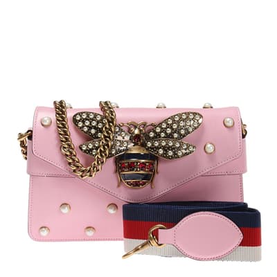 Gucci Pink Broadway Pearly Bee Shoulder Bag
