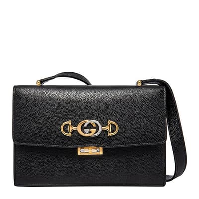 Gucci Zumi Flap Small Leather Shoulder Bag In Black