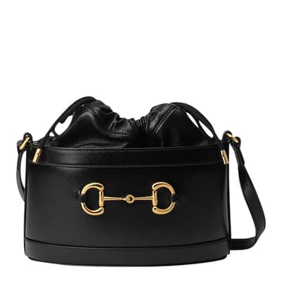 Gucci 1955 Horsebit Black Leather Bucket Bag