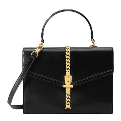 Gucci Small Sylvie 1969 Top-Handle Bag In Black