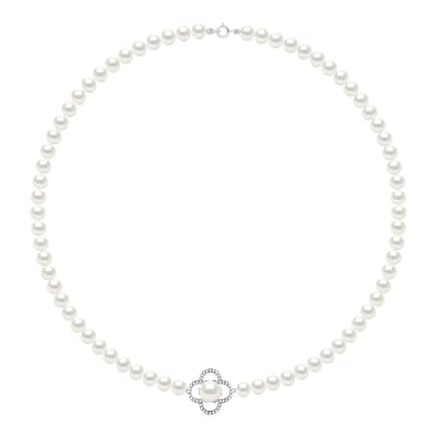 Necklace Row Of Real Cultured Freshwater Pearls Semi Round 6-7 mm