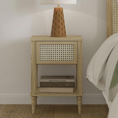Light Vintage Rattan Bedside