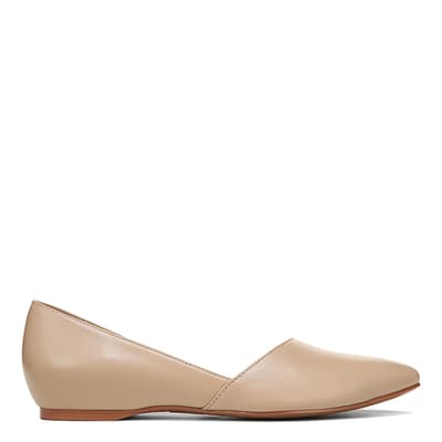 Taupe Samantha Leather Flat Shoes