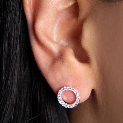 Silver Round Stud Earring