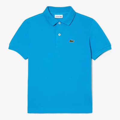 Teen's Blue Short Sleeve Cotton Polo Shirt